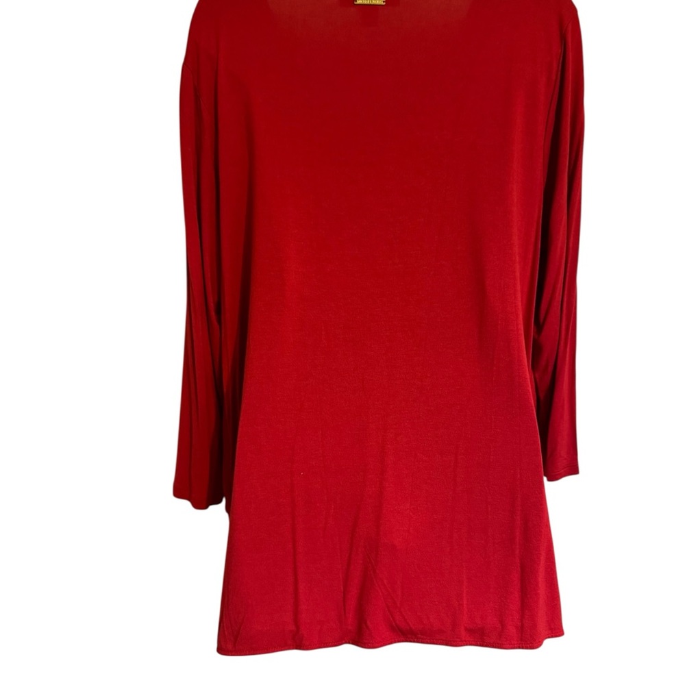 Michael Kors Red V-Neck Blouse PLUS: 1X #2 - Picture 7 of 10
